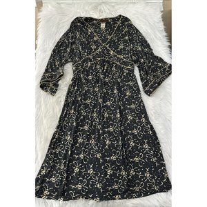 Karanina Womens Small Dress V Neck Geo Pattern Back Tie EUC